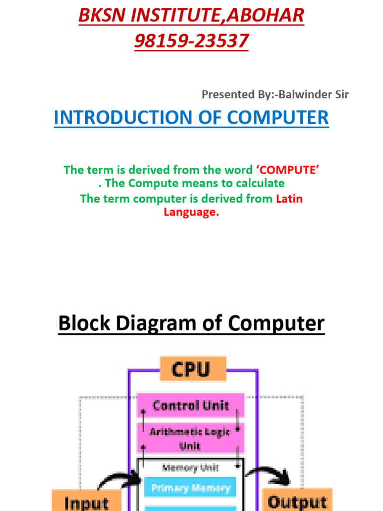 Introduction of Computer | PDF
