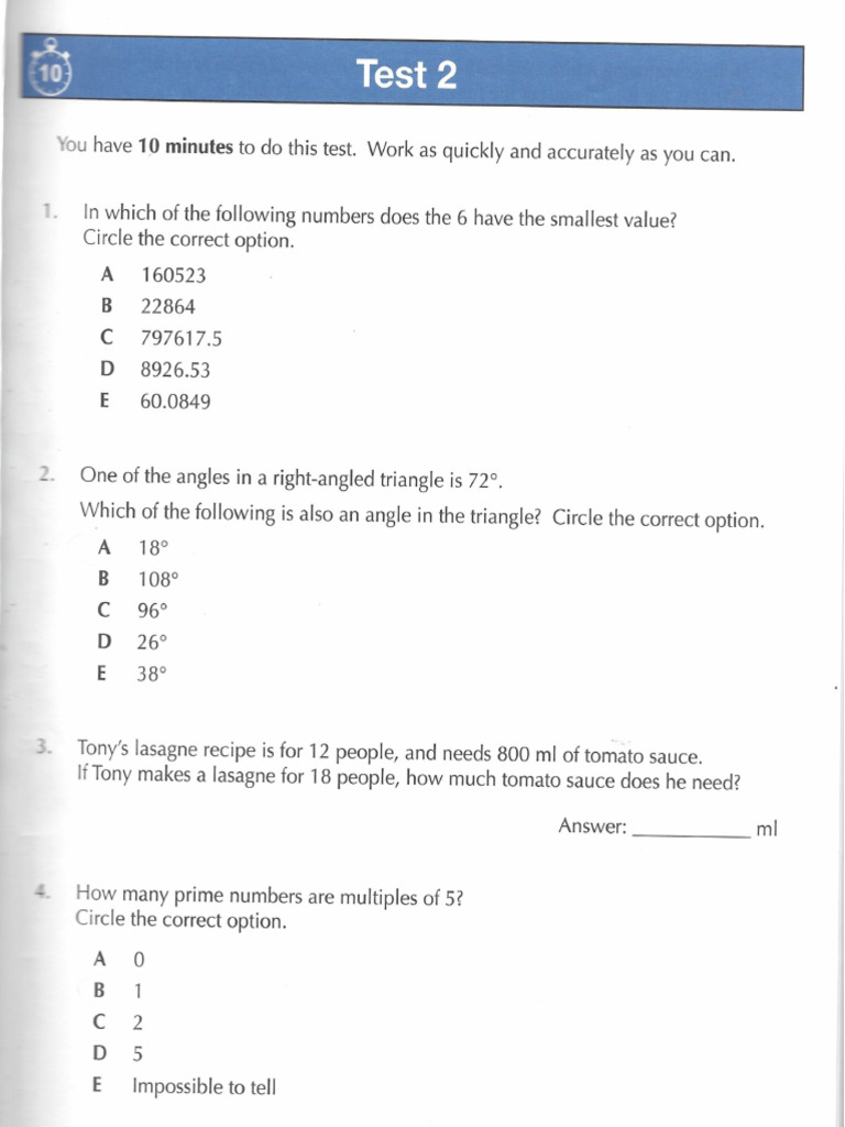 Maths 10 Min Test 2 | PDF