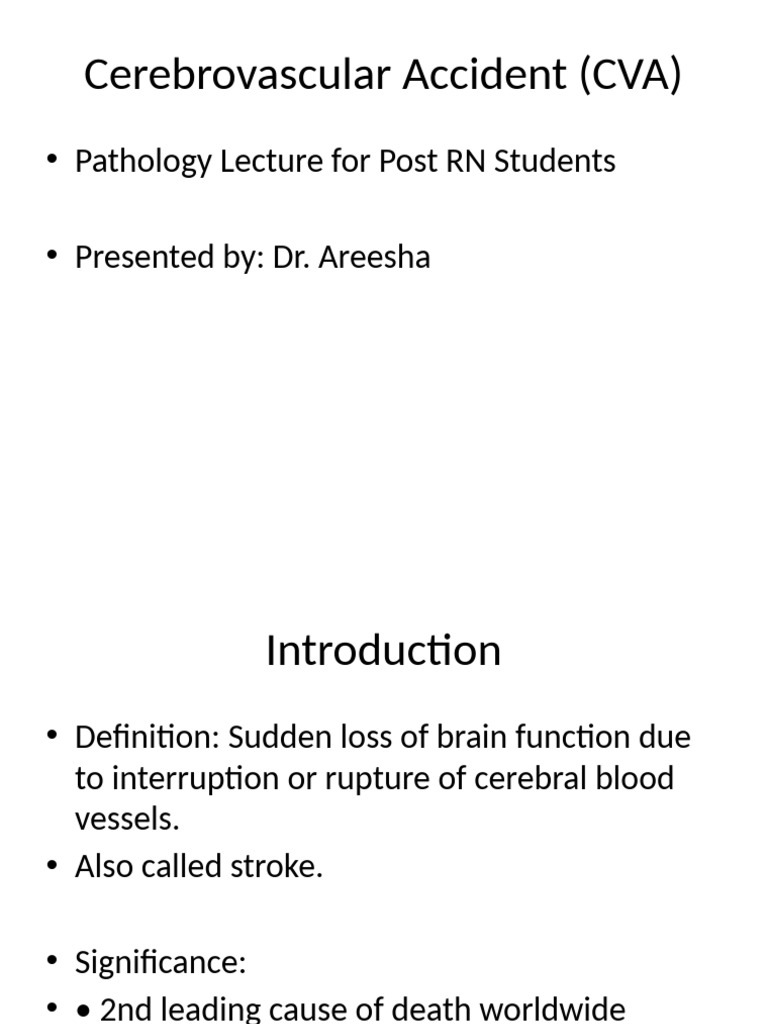Cerebrovascular Accident CVA PostRN Lecture | PDF | Stroke | Ischemia