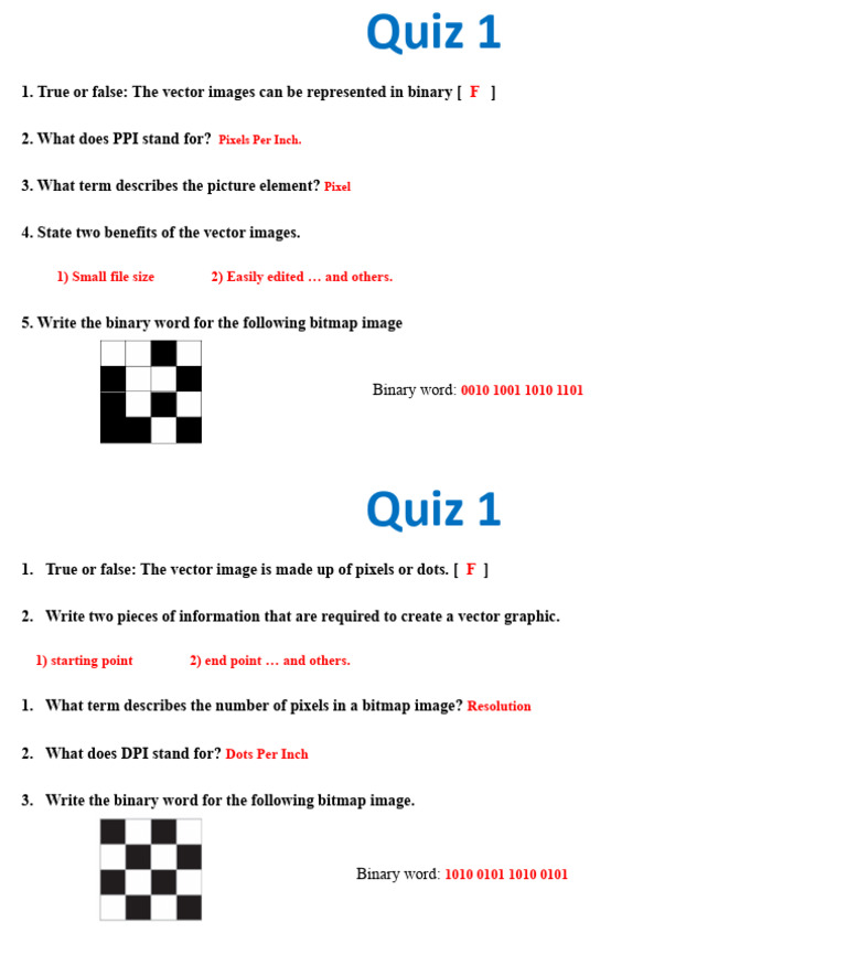 Vector and Bitmap Image Quiz | PDF