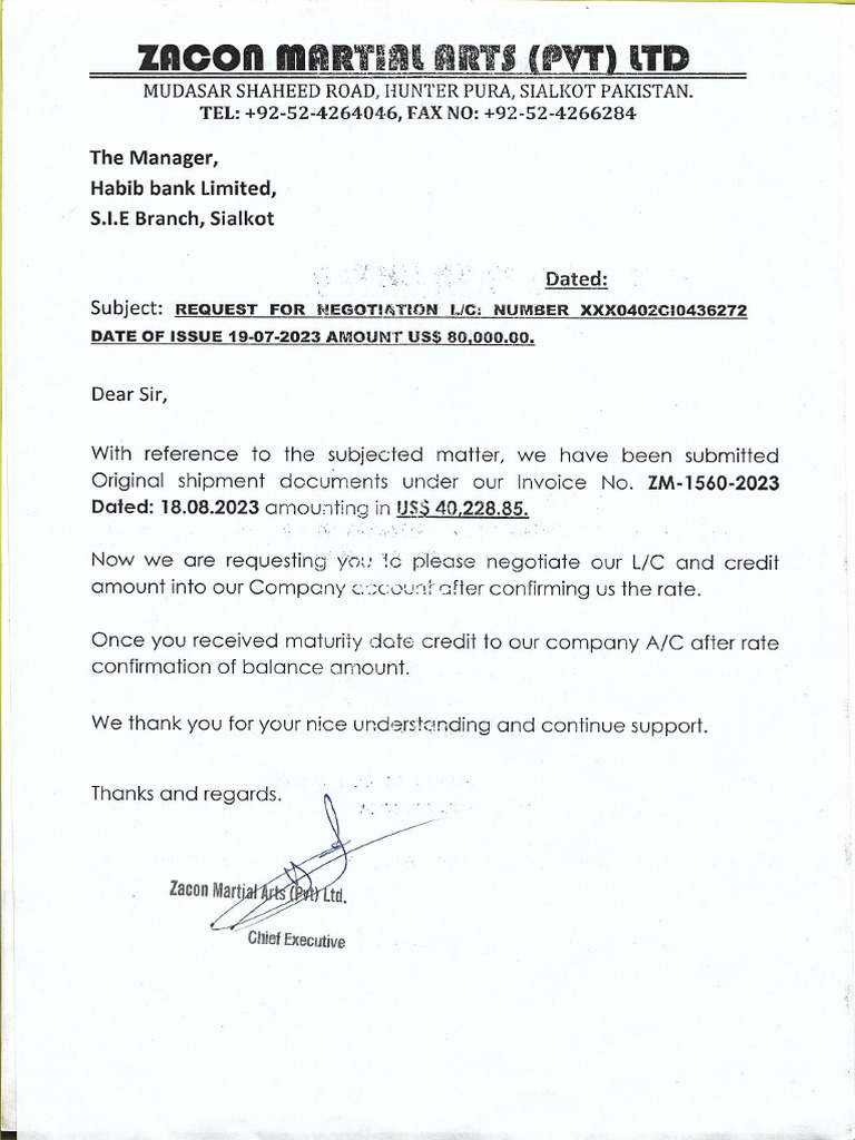 Negotiation Letter | PDF