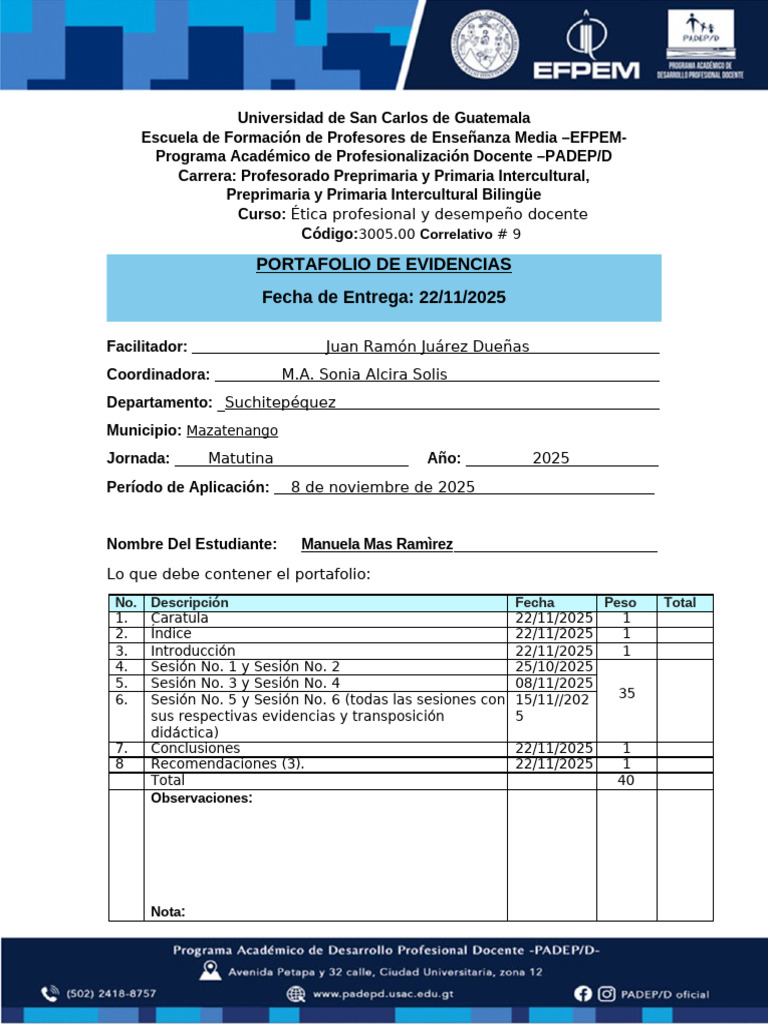 Portafolio de Ética Docente 2025 | PDF | Enseñando | Maestros