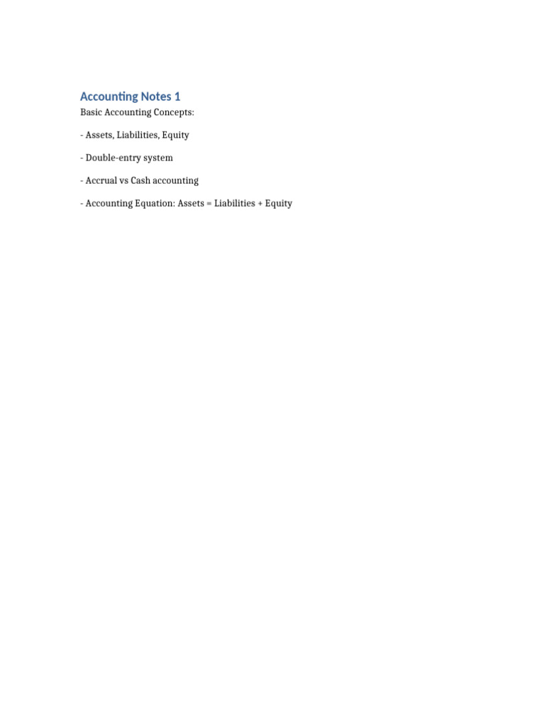 Accounting Notes 1 | PDF