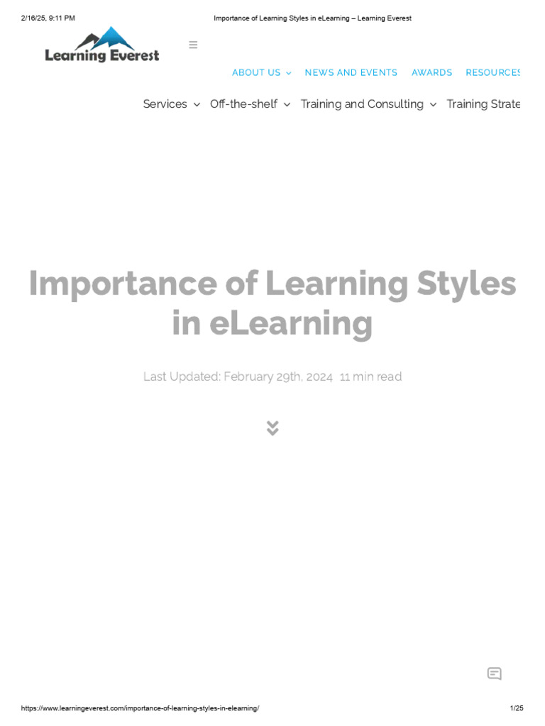 Importance of Learning Styles in ELearning - Learning Everest | PDF ...