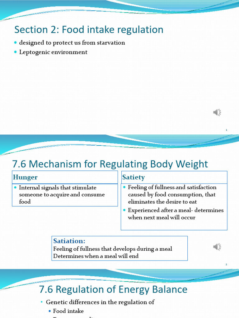 Food Intake Regulation and Weight Management | PDF | Eating | Leptin