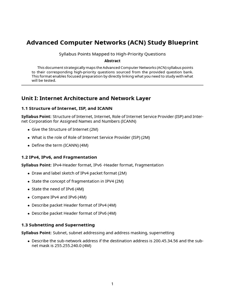 ACN Study Blueprint PDF | PDF | Routing | File Transfer Protocol
