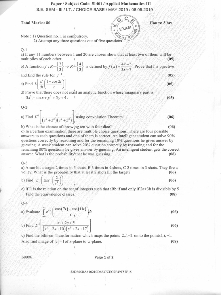 It S.E. Sem III May 2019 | PDF