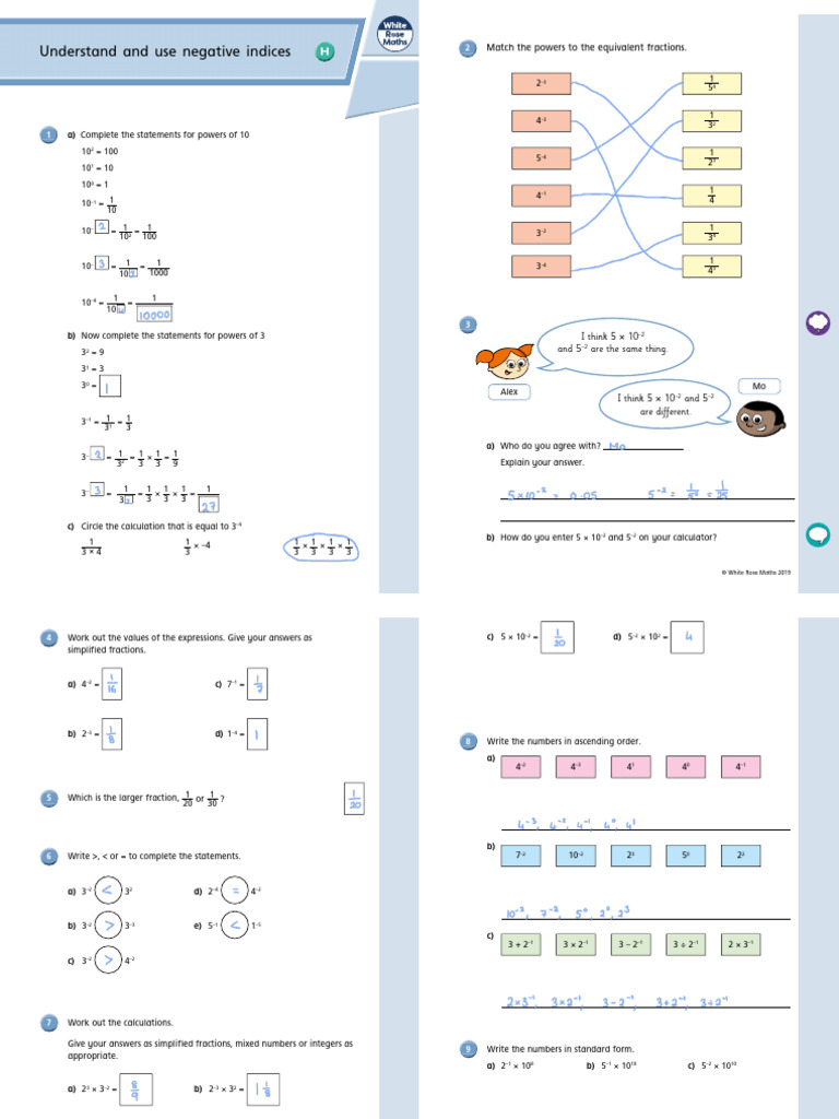 Understanding Negative Indices in Math | PDF | Mathematics | Arithmetic