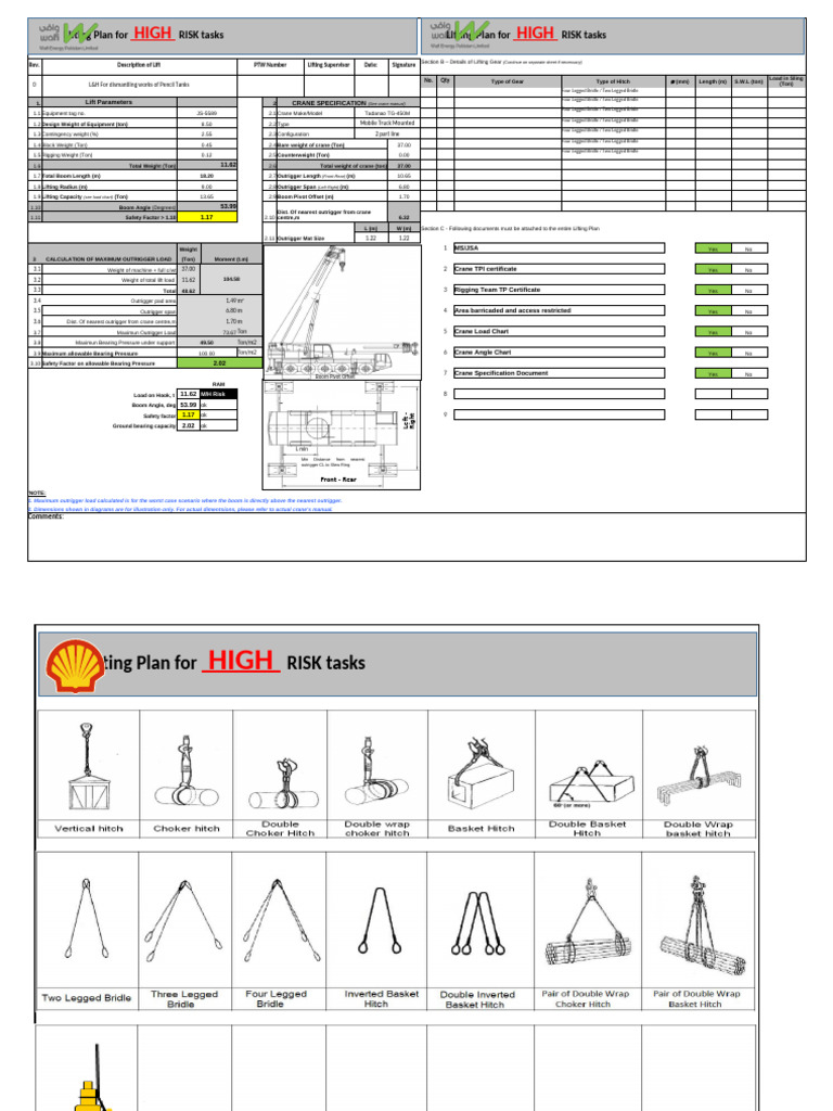 Lifting Plan for High-Risk Tasks | PDF | Crane (Machine)