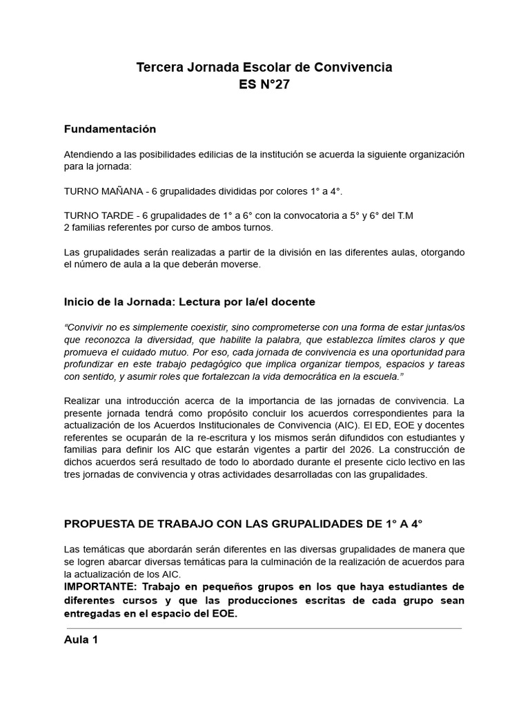 Jornada Escolar de Convivencia 2023 | PDF | Salón de clases