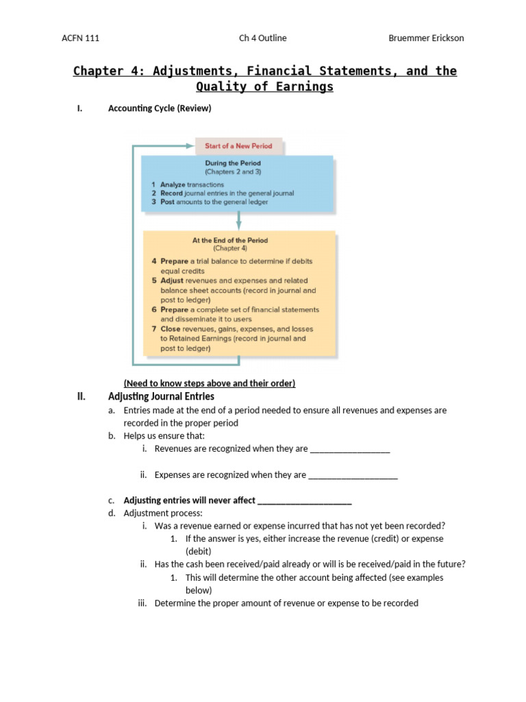 Financial Adjustments and Statements Guide | PDF | Debits And Credits ...