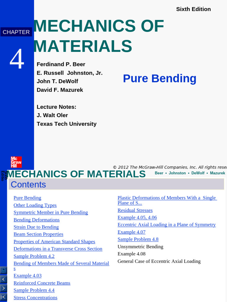 Pure Bending in Mechanics of Materials | PDF | Bending | Stress (Mechanics)