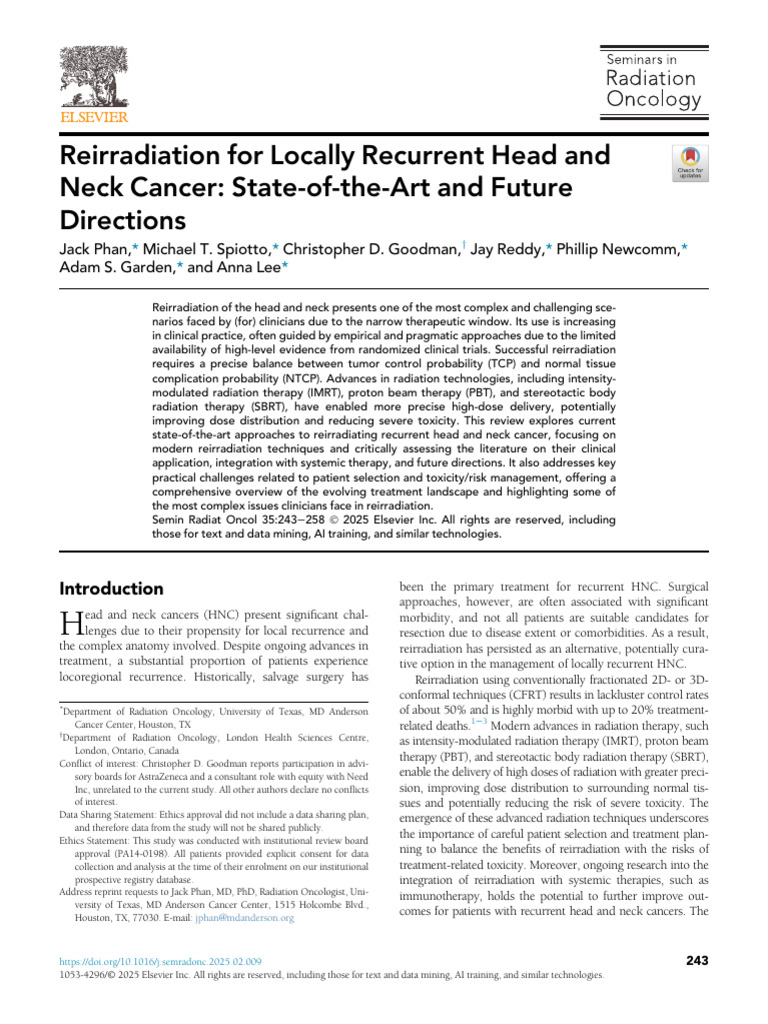 1-s2.0-S105342962500013X-main | PDF | Radiation Therapy | Head And Neck ...
