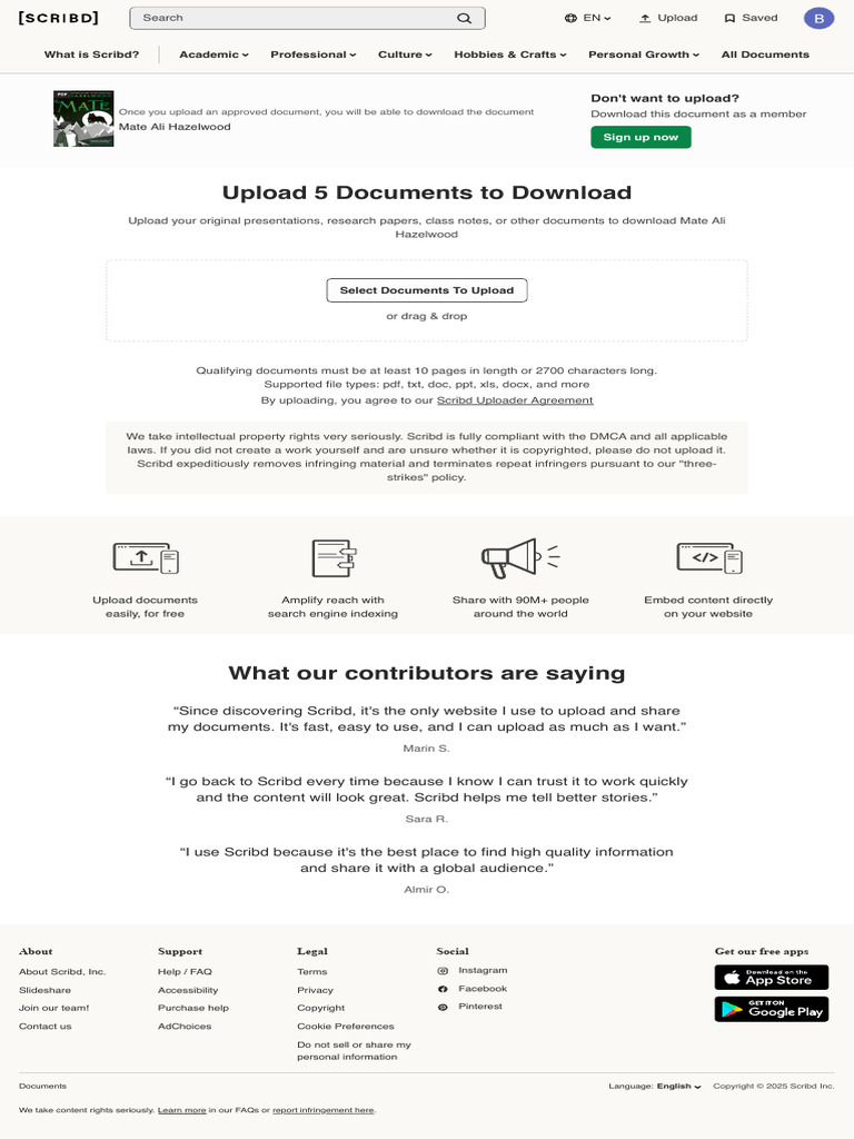 Upload Documents to Scribd for Download | PDF | Scribd