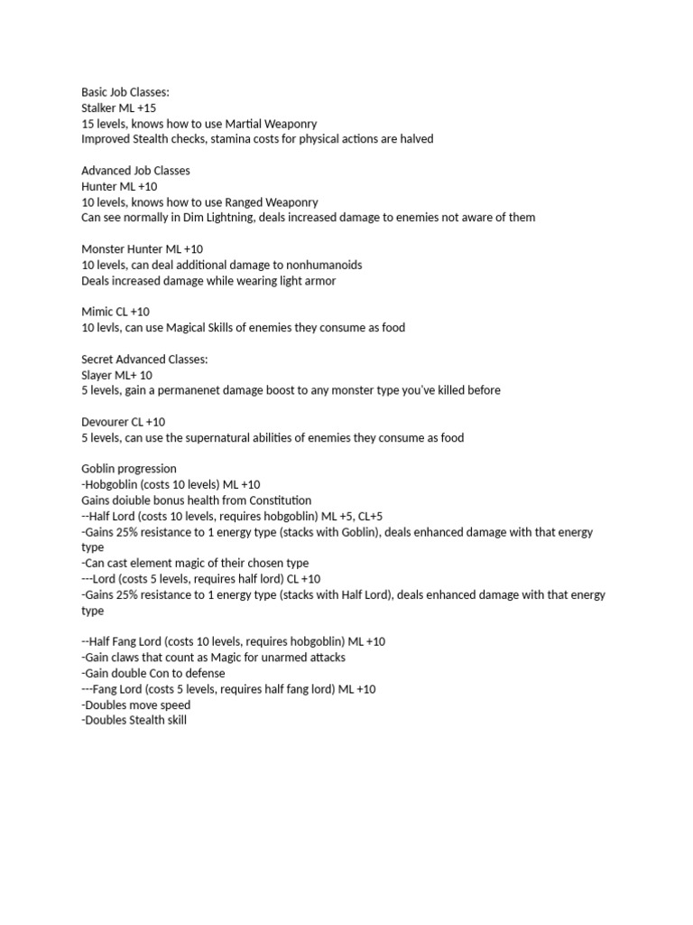 Advanced Job Classes and Progression Guide | PDF