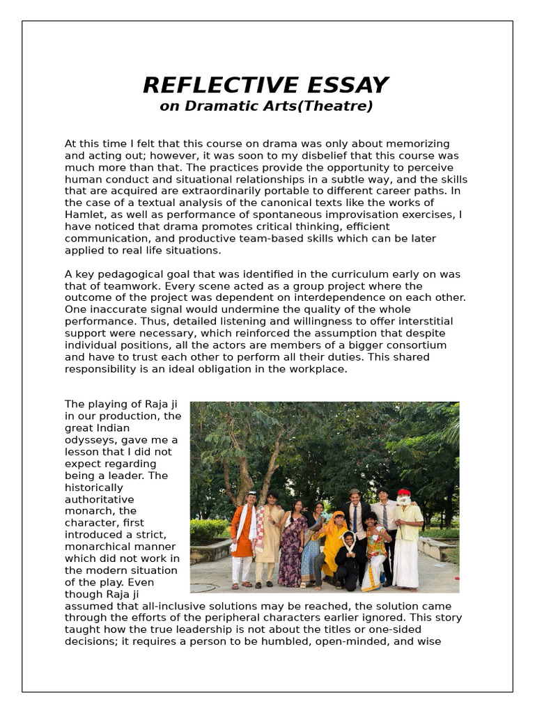 Reflective Essay on Drama Skills | PDF | Cognition | Learning
