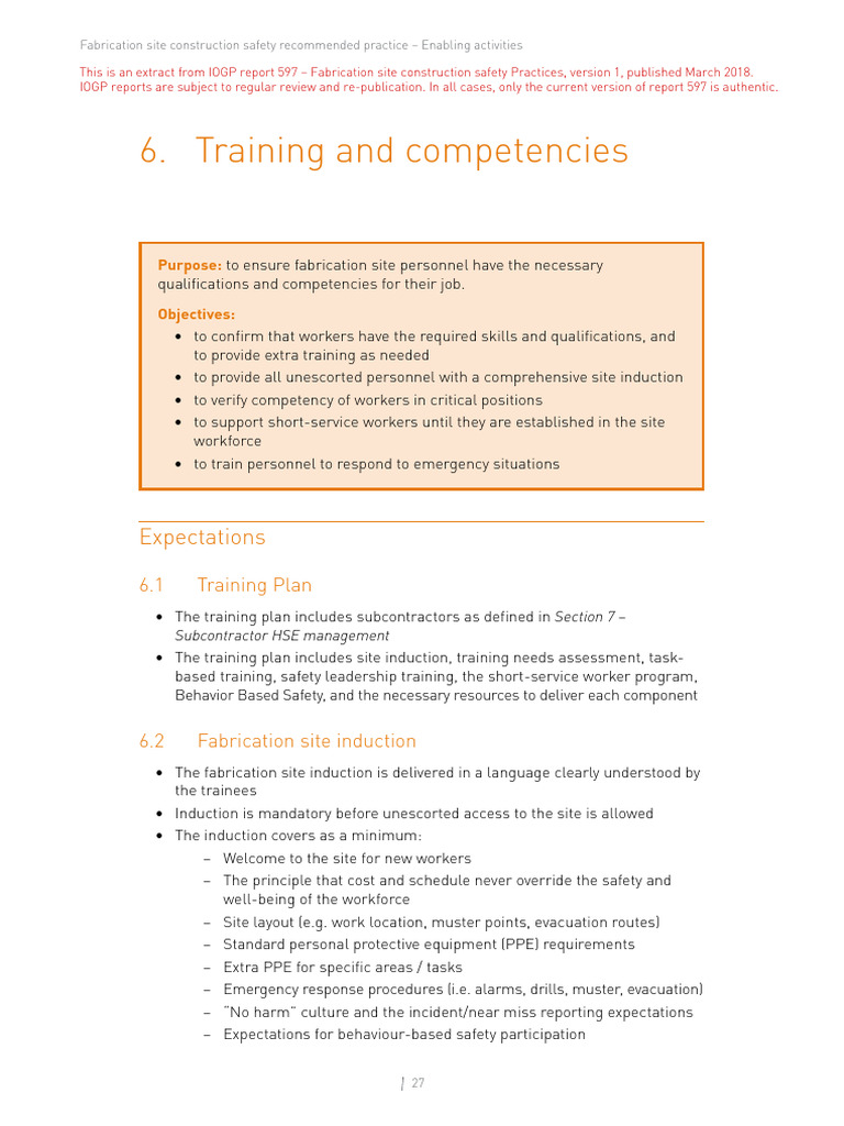 Training Competencies for Fabrication Sites | PDF | Safety ...