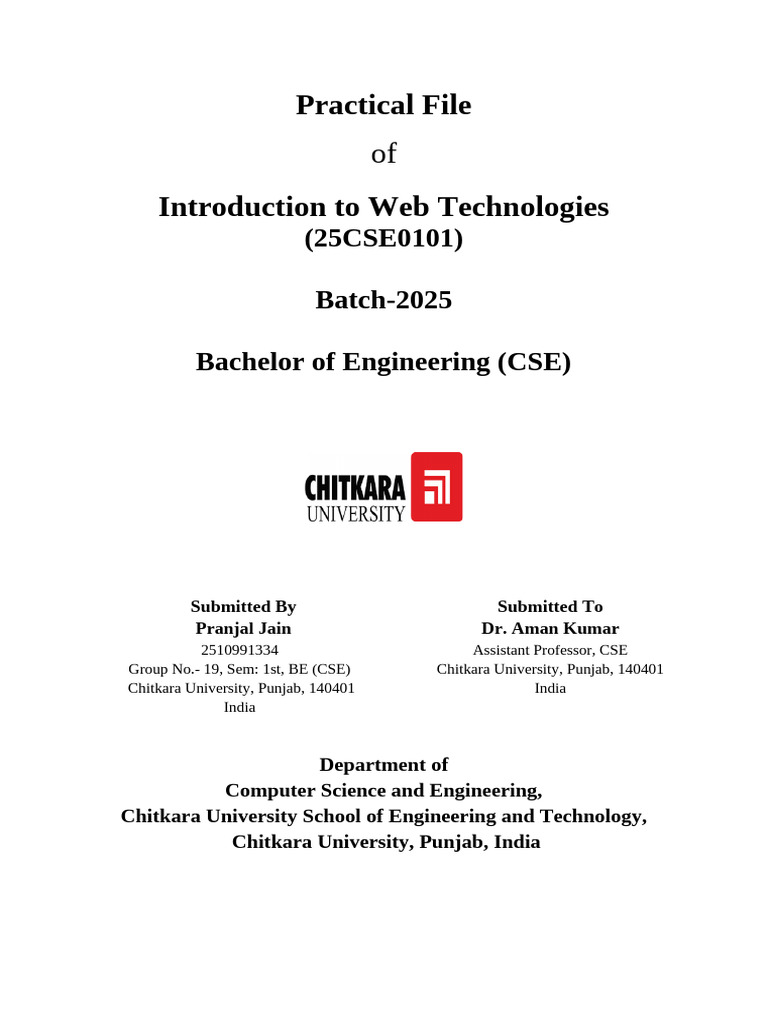 Web Technologies Practical Guide | PDF | Html Element | Html
