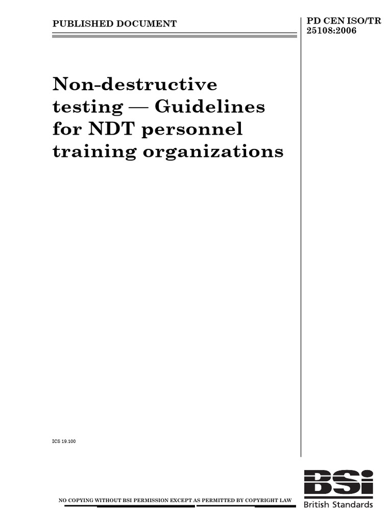 PD25108 NDT Training Orgs 2006 | PDF | Nondestructive Testing | Tests