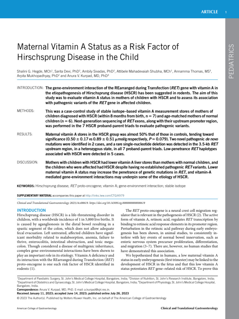 Maternal Vitamin A Status As A Risk Factor Of.9 | PDF | Vitamin A ...