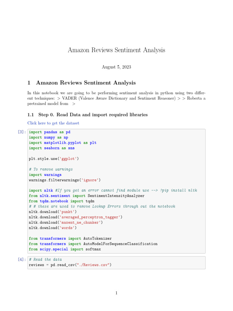 Amazon Reviews Sentiment Analysis | PDF
