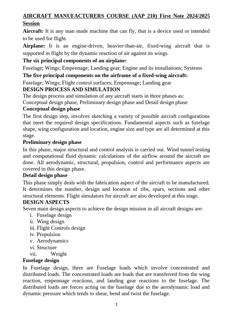 Aircraft Design Fundamentals Course Overview | PDF | Empennage | Flight ...