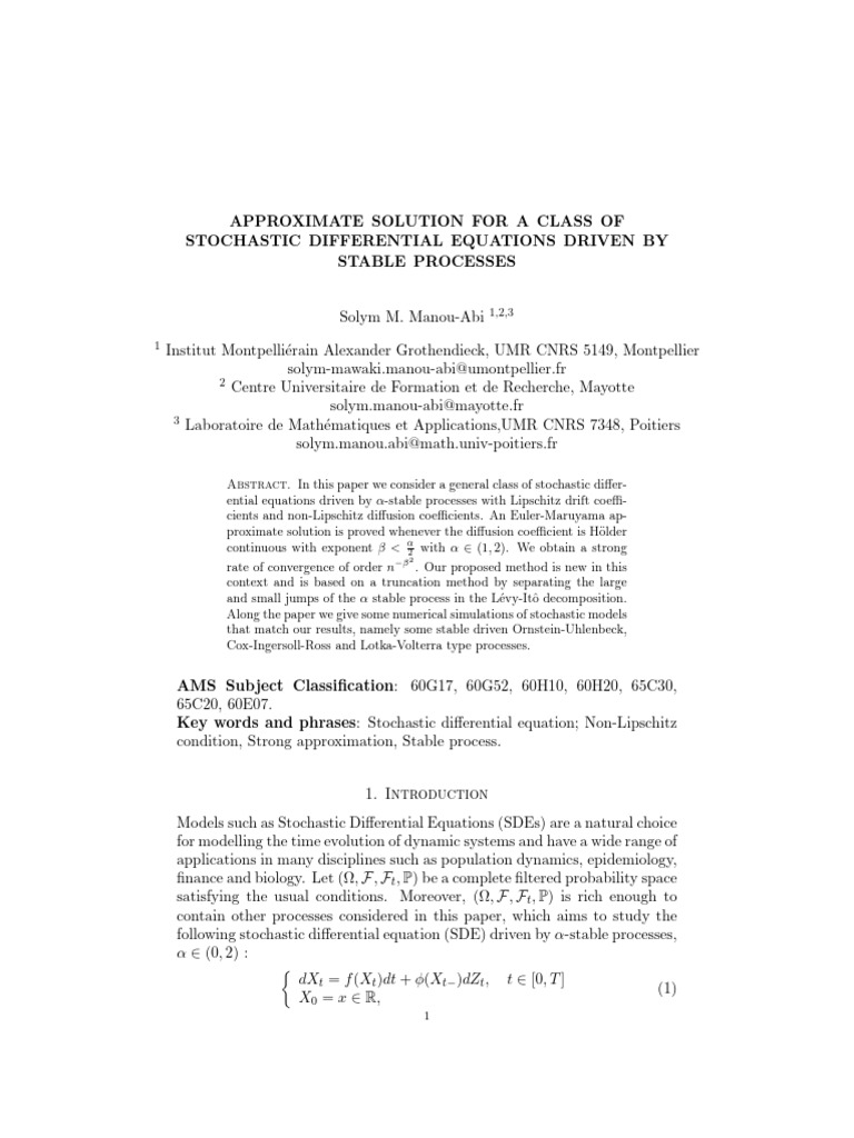 solym-2024 | PDF | Stochastic Differential Equation | Mathematical Analysis