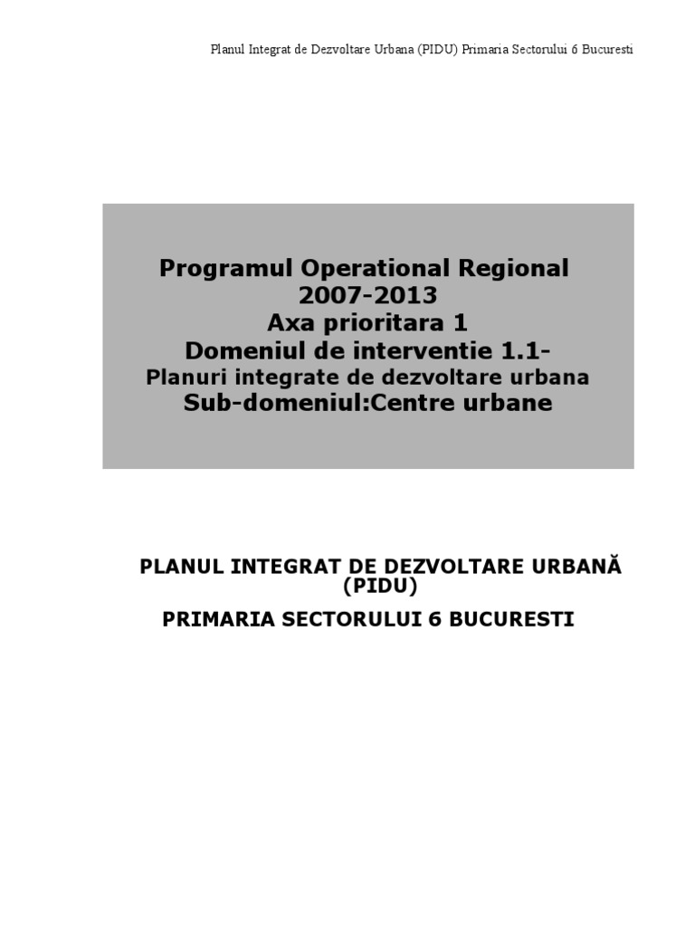 Plan Integrat Sector 6 Draft 16 1 03 2009