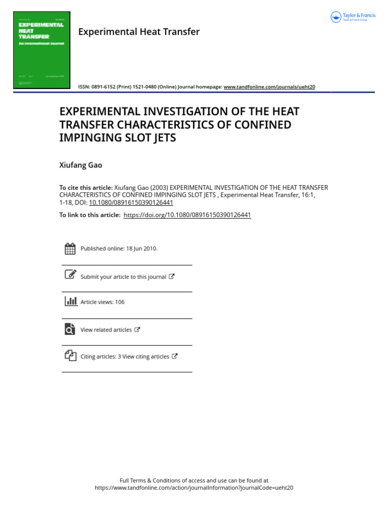 Experimental Investigation of The Heat Transfer Characteristics of ...