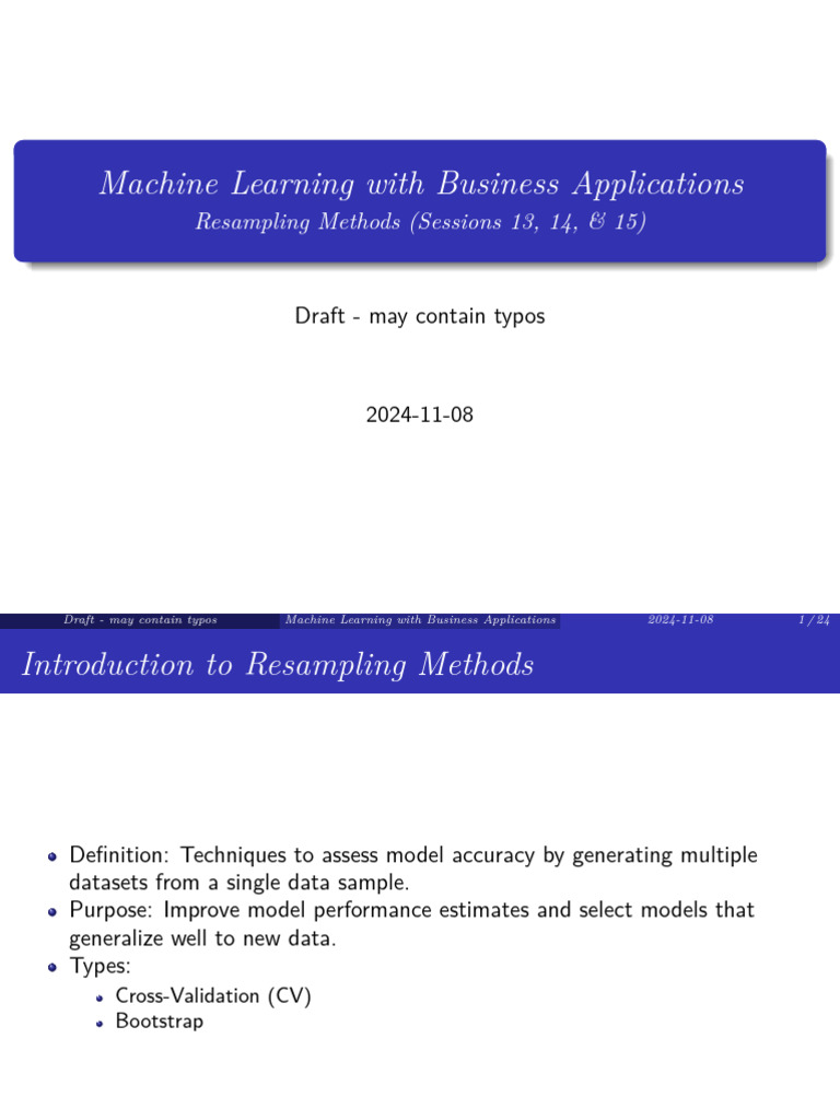 MLBA - Chapter 5 | PDF | Cross Validation (Statistics) | Resampling ...