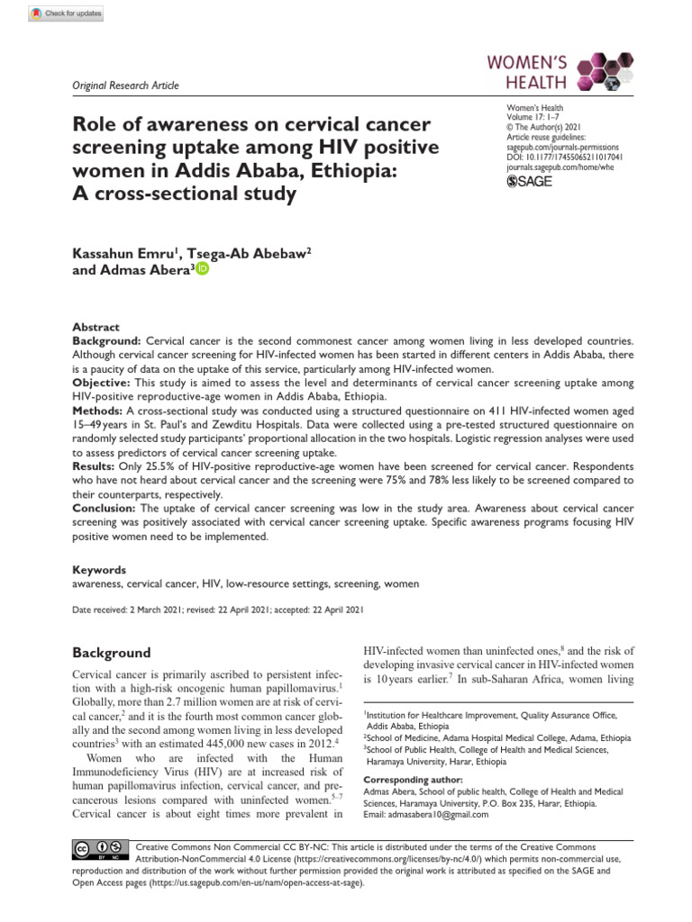 Cervical Cancer Screening in HIV Women | PDF | Cervical Cancer ...