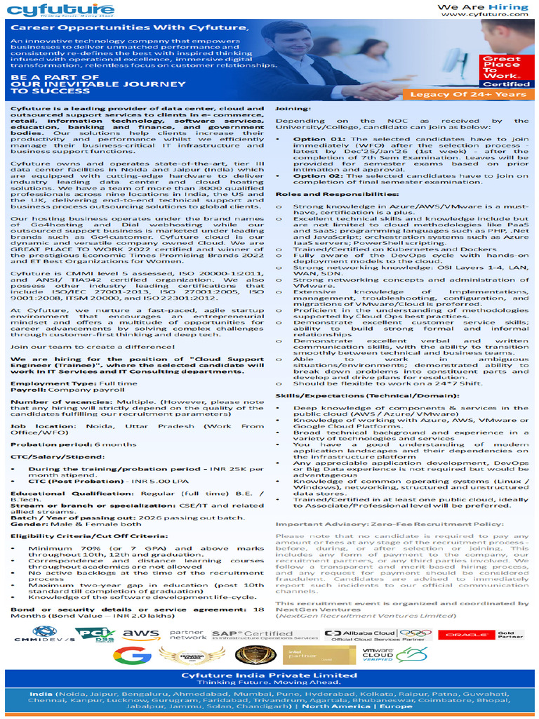 Cyfuture India CSE Trainee 2026 Batch | PDF