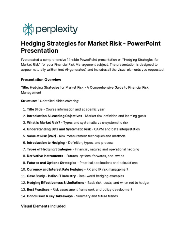 Hedging Strategies for Market Risk Guide | PDF | Hedge (Finance) | Risk