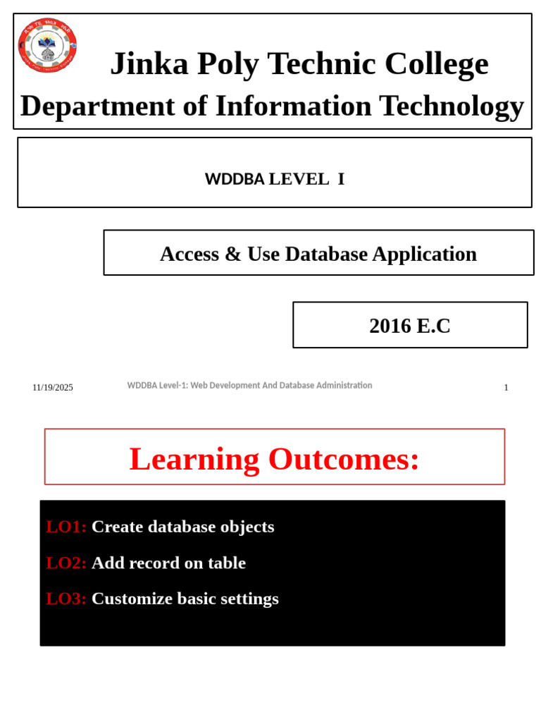 Database Application Basics in MS Access | PDF | Databases | Microsoft ...