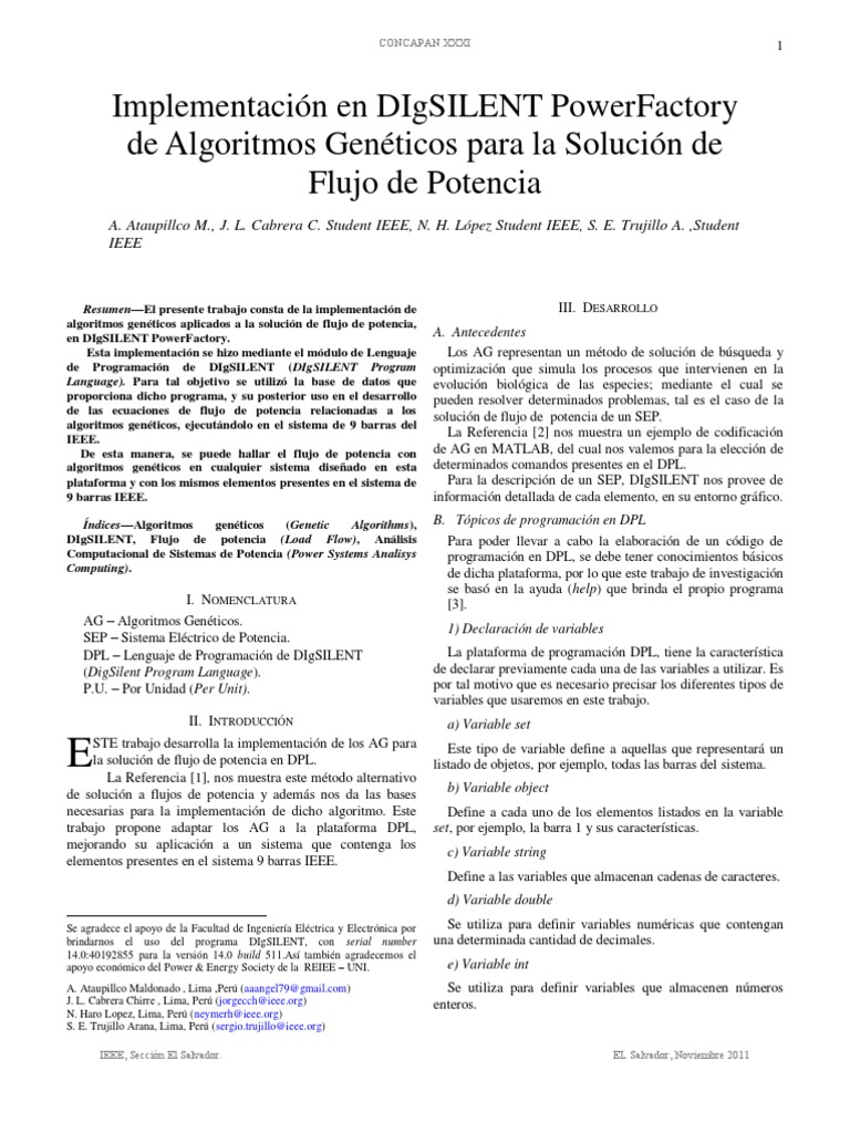 Algoritmos Genéticos en Flujo de Potencia | PDF | Matriz (Matemáticas ...