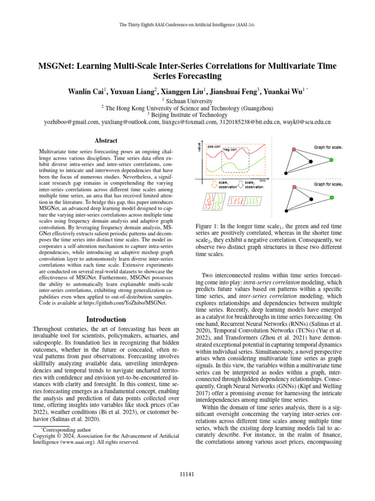 MSGNet: Multi-Scale Time Series Forecasting | PDF | Time Series ...