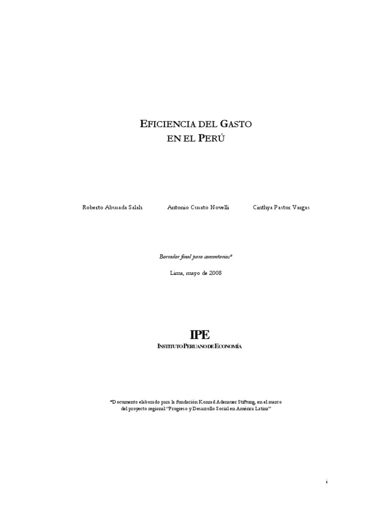 Eficiencia Del Gasto En El Peru Pdf Empresa De Propiedad Estatal