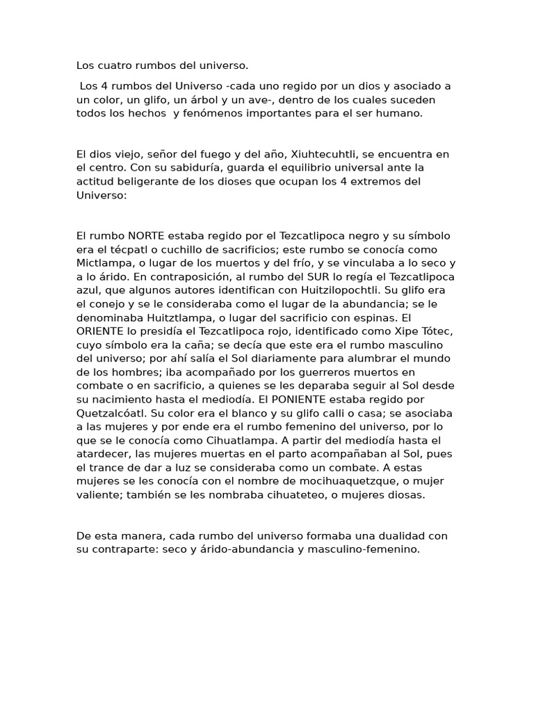 Cuatro Rumbos del Universo Azteca | PDF