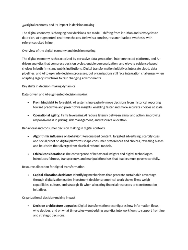 Digital Economy and Its Impact in Decision Making Short | PDF ...