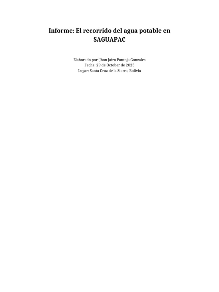 Proceso del Agua Potable en SAGUAPAC | PDF | Agua | Tratamiento de ...