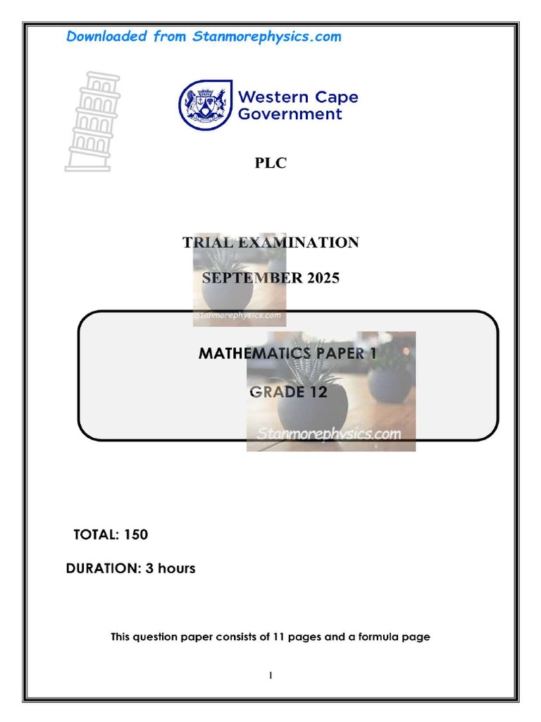 WC Maths Gra2025 P1 and Memo | PDF