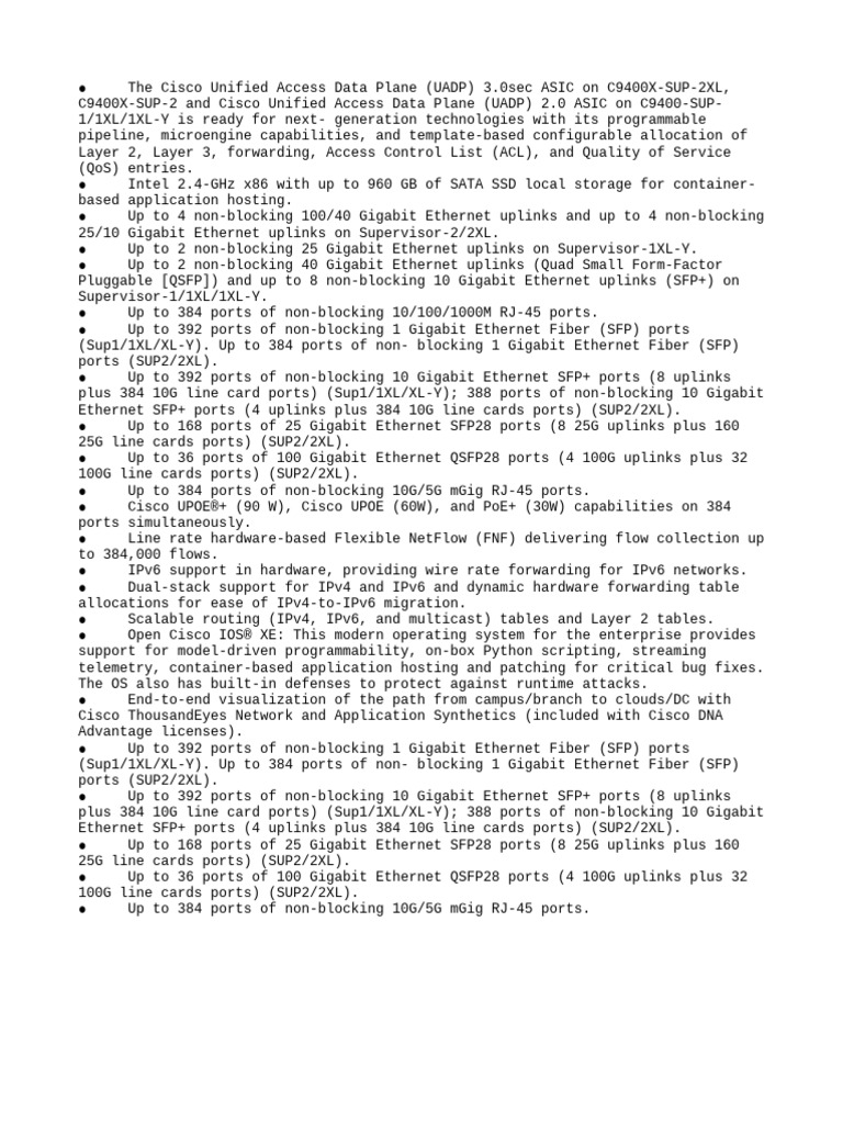 Cisco Catalyst 9400 | PDF | I Pv6 | Network Protocols