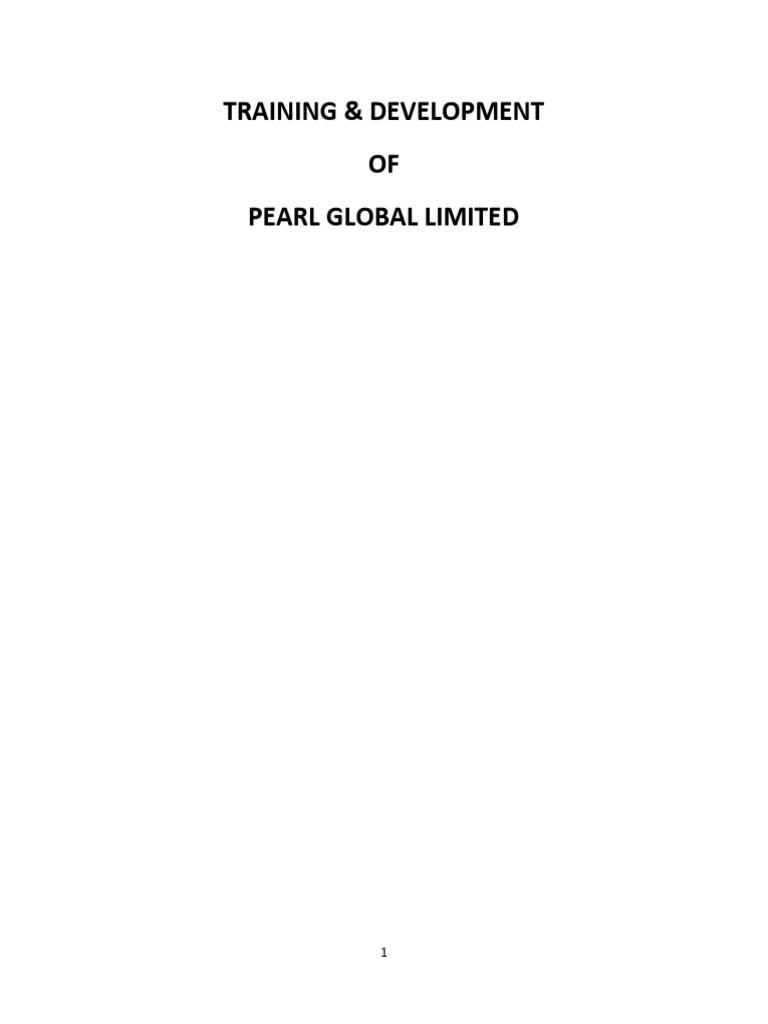 Training & Deveoplment of Pearl Group | PDF | Human Resource Management ...