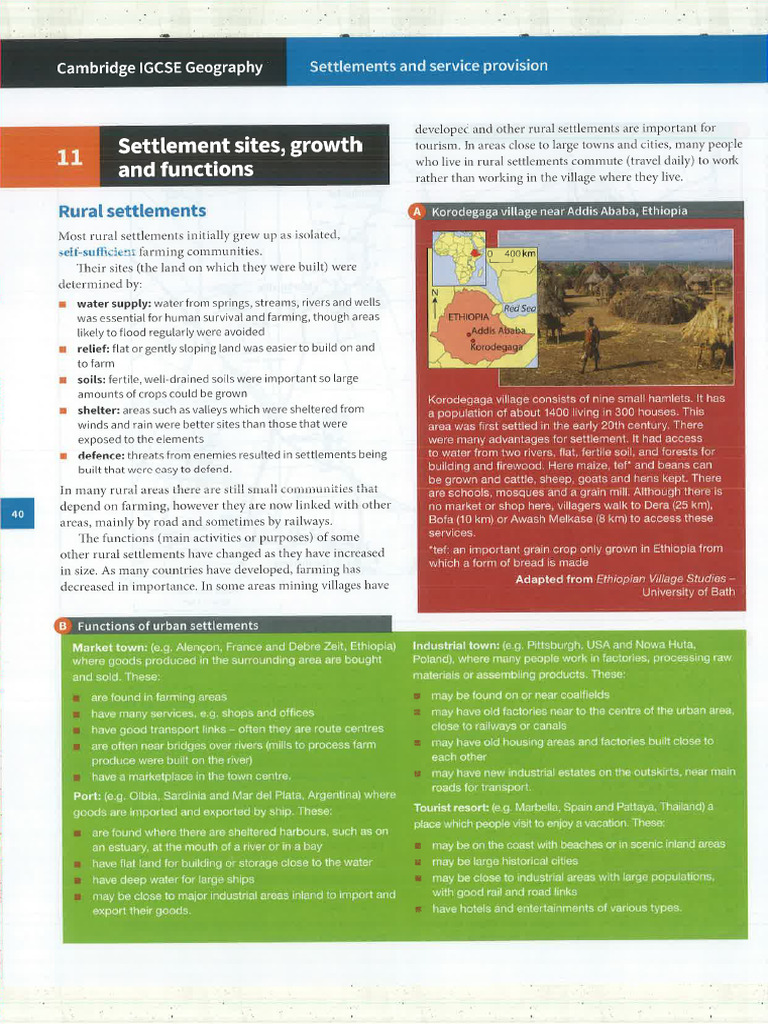 Rural and Urban Settlements FUNCTIONS | PDF