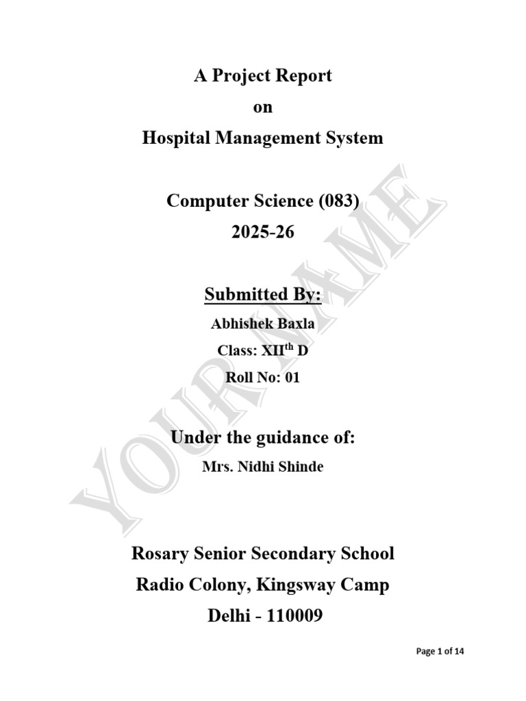 Project Report Format CS Class XII | PDF | Databases | Data Management ...