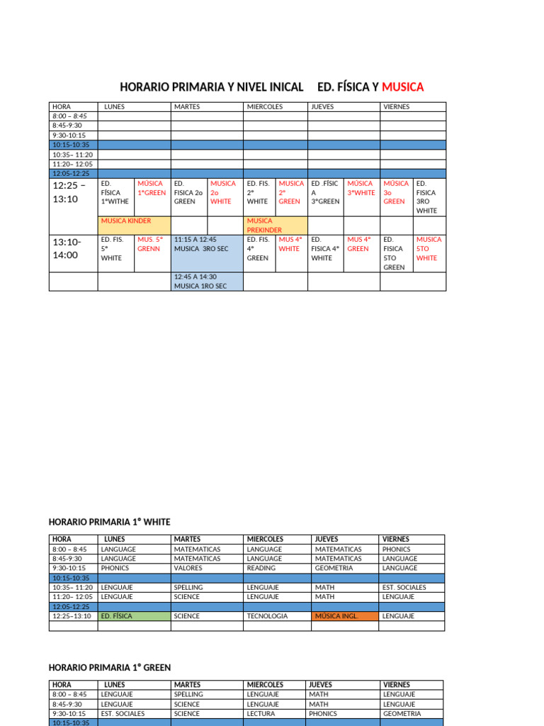 Horario Semanal de Primaria 1º a 6º | PDF | Geometría | Idiomas del ...