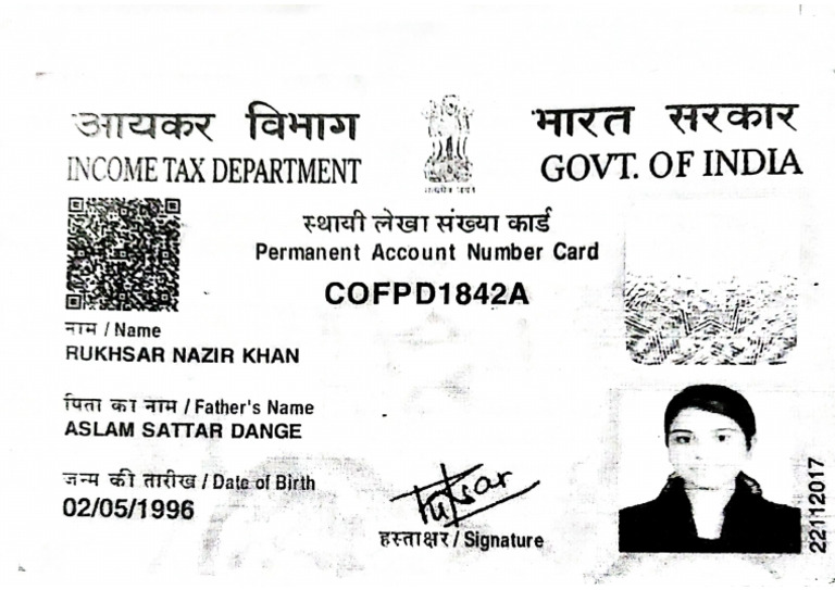 Ruksar Khan Pan Card | PDF