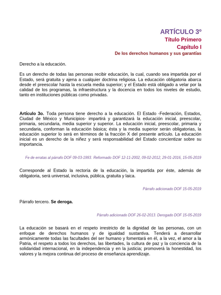 Derecho a la Educación en México | PDF | Educación de la primera ...