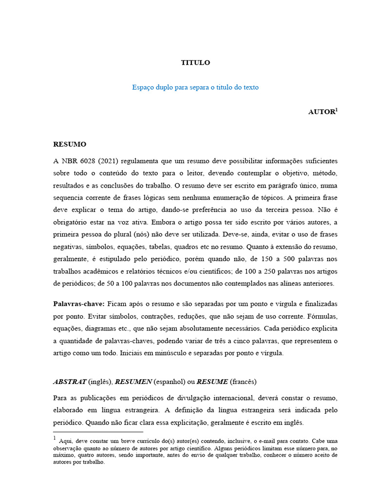 Normas ABNT para Resumos e Artigos | PDF | Abstract (resumo ...