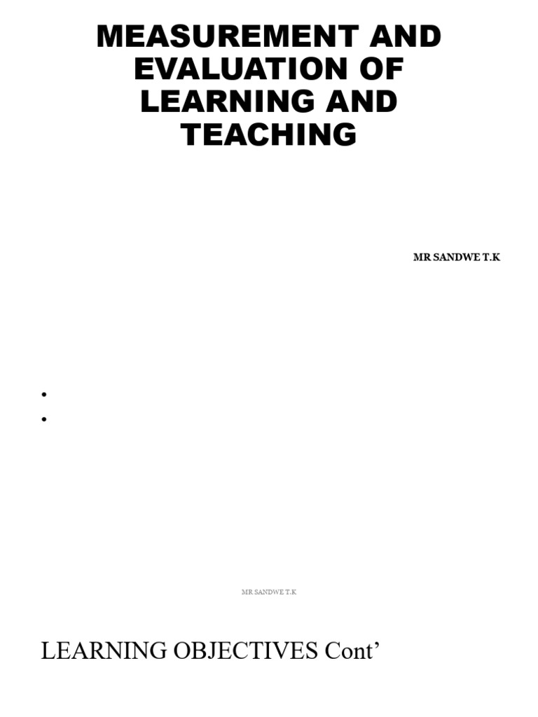 Measurement and Evaluation of Learning and Teaching | PDF | Multiple ...
